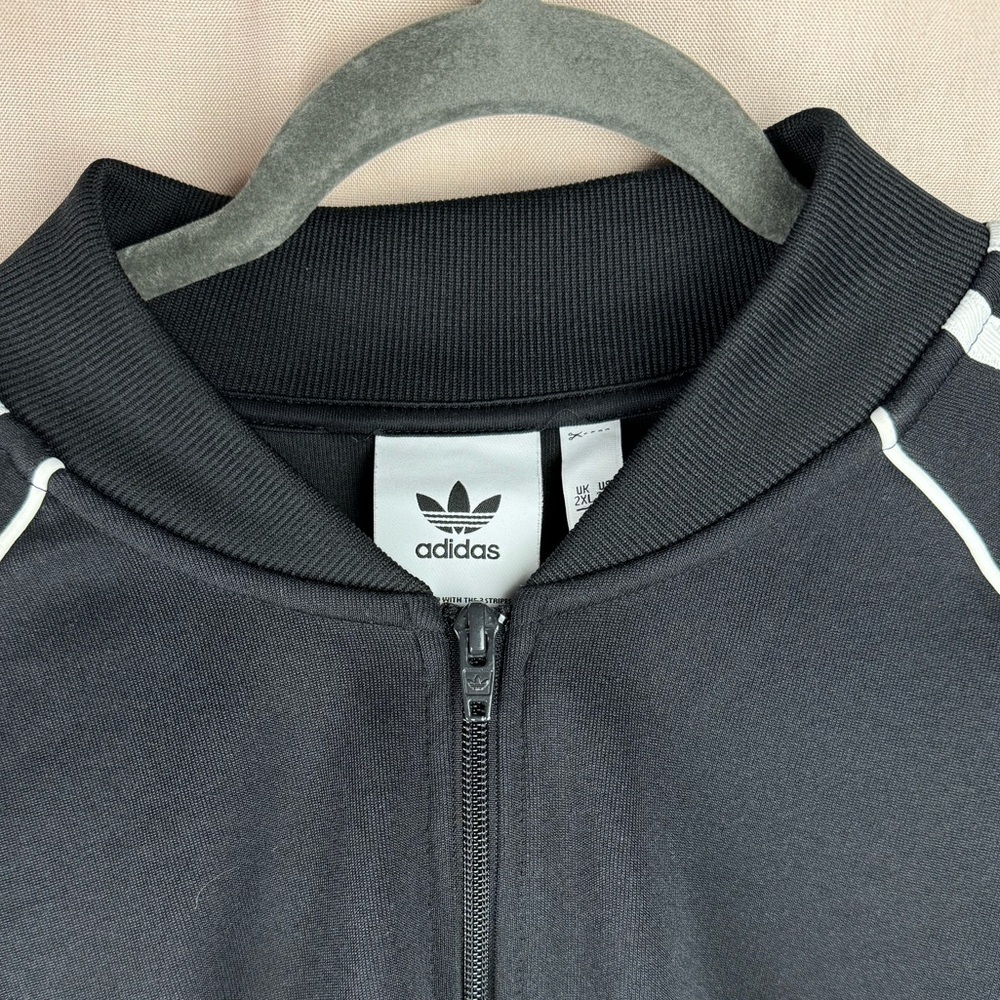 Adidas men’s black and white striped Originals Classic Warm up Jacket size 2X - Picture 4 of 8
